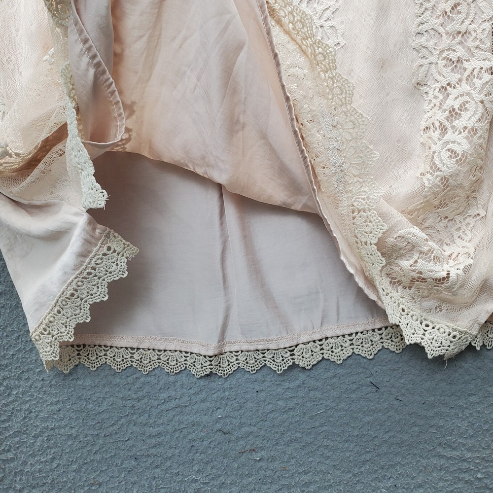 Mystree Blouse Tops Womens L Tan‎ Lined Blush Lace Cowboy Outfitters Sleeveless - Picture 4 of 8
